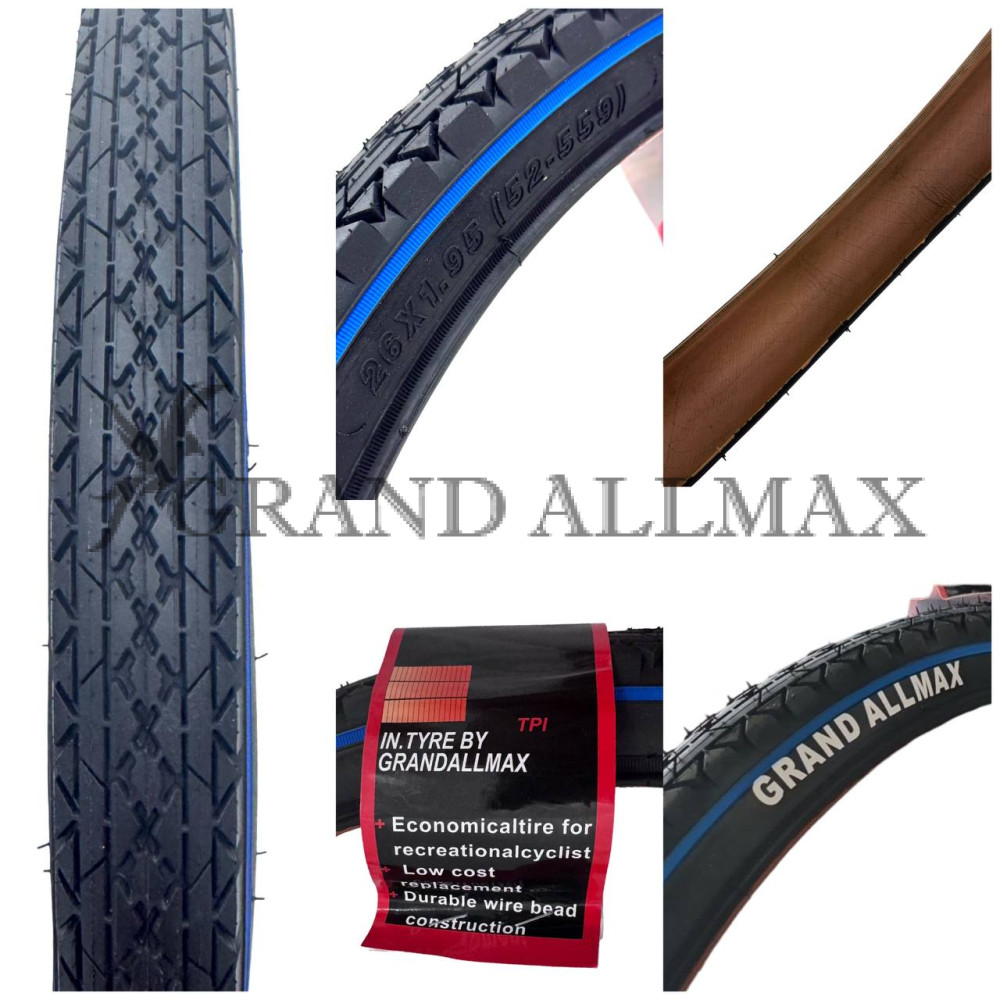 НОВИНКА !!! Покришка 26'' x 1.95 (0168)  з синьою полоскою а оранжевою серединою 
